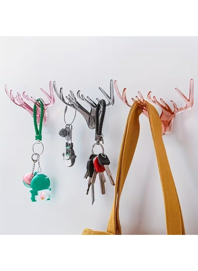 Black Deer Horn Wall Hook Self Adhesive - Decorative Key Holder & Hanging Hook for Home - Image 2